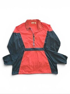 LL Bean Womens M Jacket Stowaway Windbreaker Orange Lightweight Packable